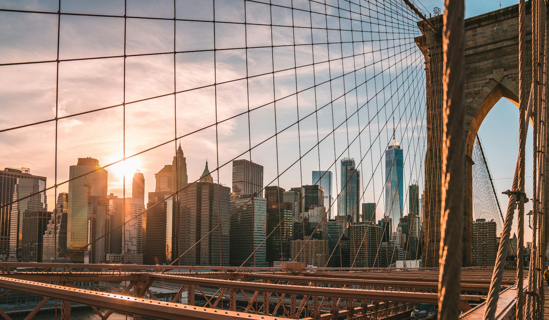 New York City skyline at dusk